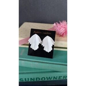 1980s White Pierced Earrings